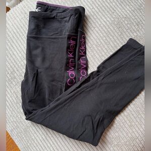 Calvin Klein Black Leggings with Purple Accents